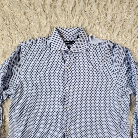 Sartoria Condotti Napoli Stylish Blue Patterned Men's Shirt Size XL - Picture 2 of 16